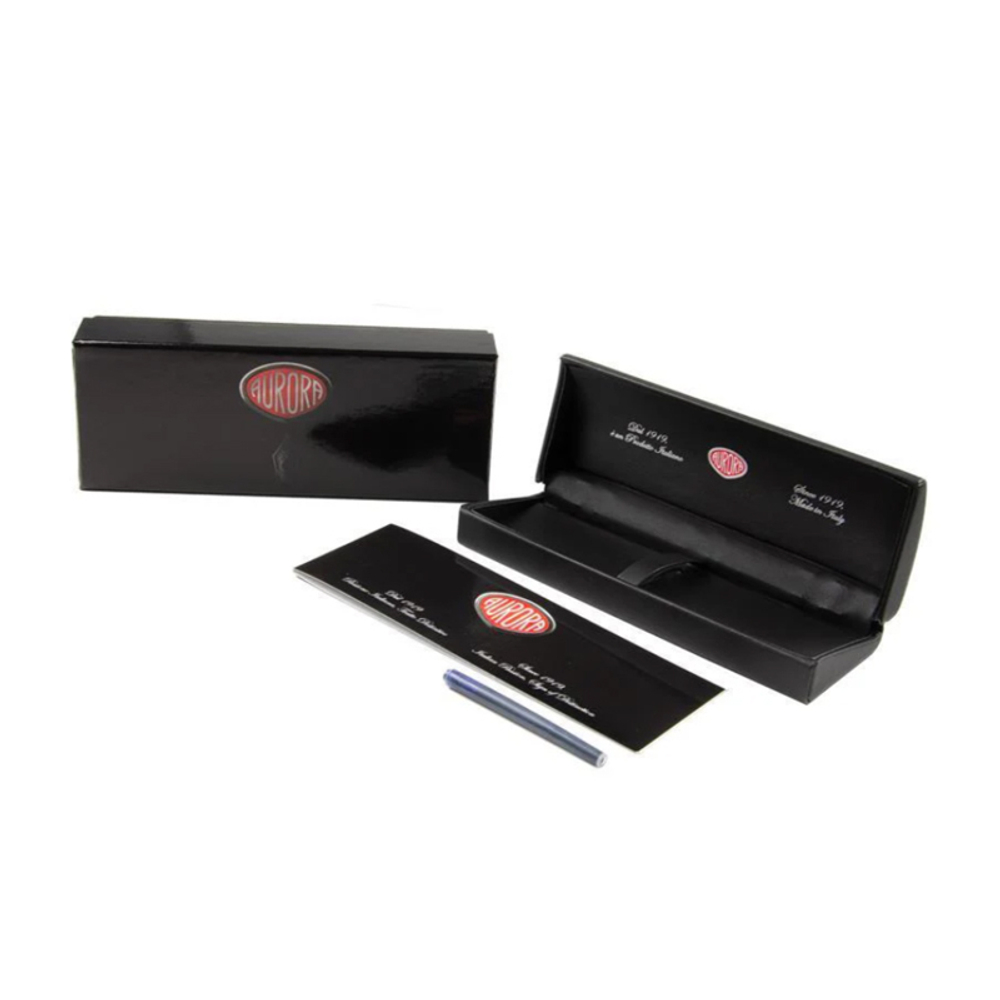 Перьевая ручка Aurora Style Metal Black PGT, перо - F, в подарочной коробке