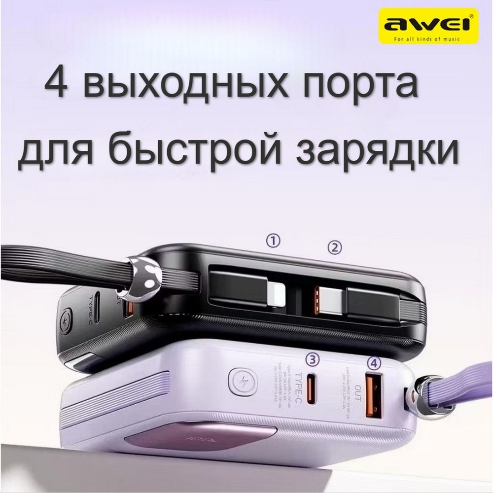 Повербанк (PowerBank) 10000mAh портативный с индикацией заряда P560L