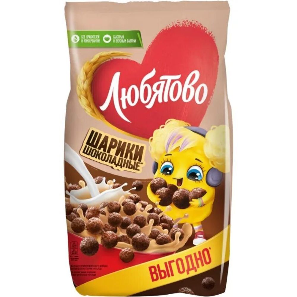 Готовый завтрак Любятово Шарики шоколадные, 200г