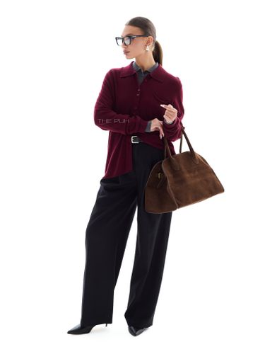 Трикотажная бордовая рубашка с накладным карманом