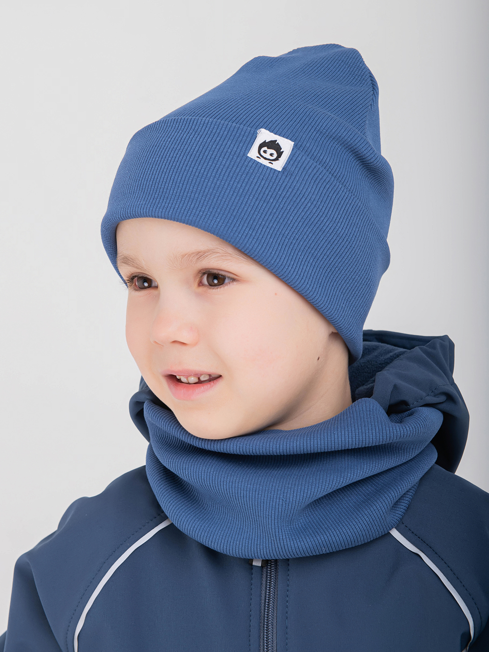 Комплект трикотажный шапка и снуд "Деним"