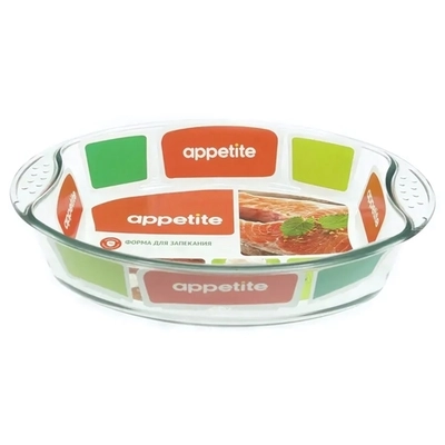 Форма стеклянная овальная 30x21x6см,0л с ручкой ТМ Appetite