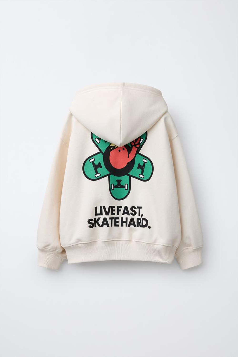 ZARA ХУДИ С ПРИНТОМ И ЛОГОТИПОМ, ЖЕЛТОВАТО-БЕЛЫЙ