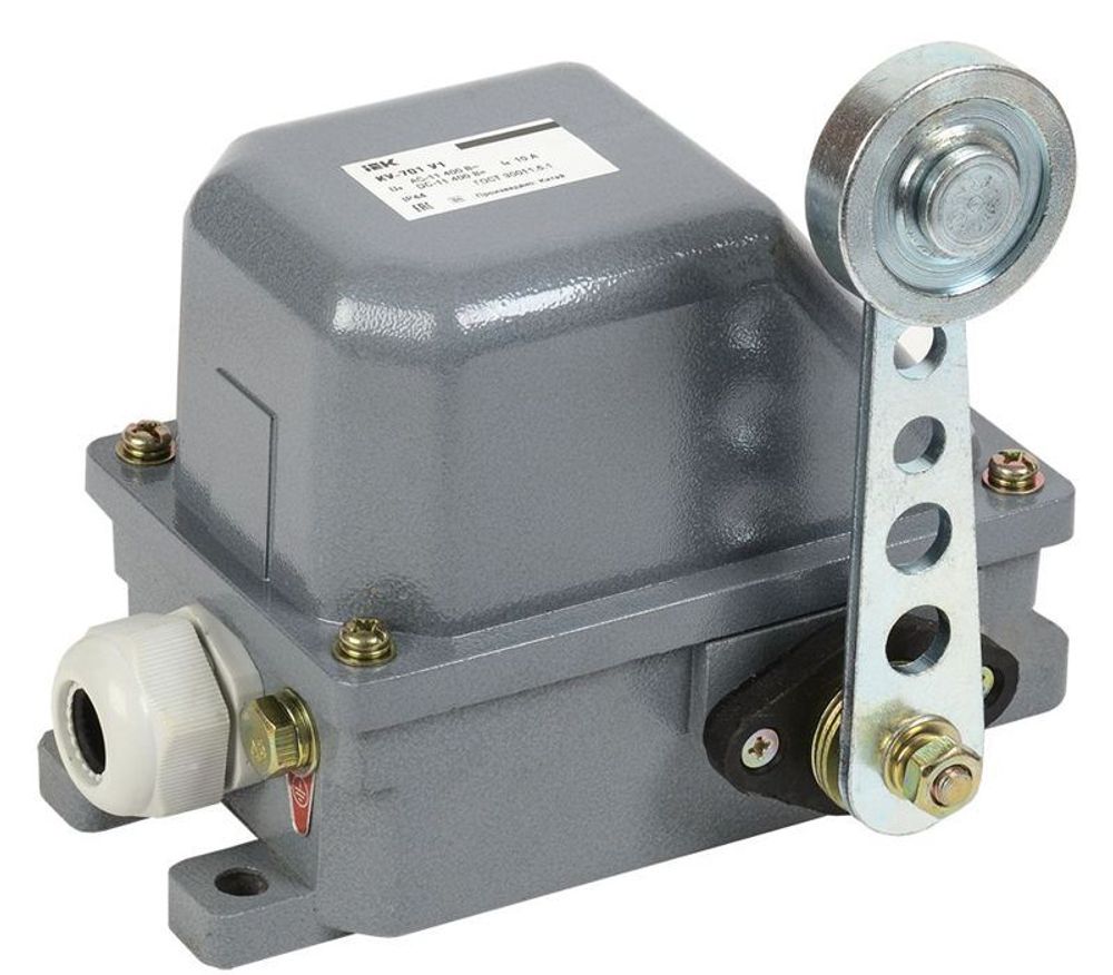 Выключатель концевой КУ-701 У1 рычаг с роликом 10А IP44 2 эл. цепи IEK KV-1-701-1 Выключатель концевой КУ-701 У1 рычаг с роликом 10А IP44 2 эл. цепи IEK KV-1-701-1