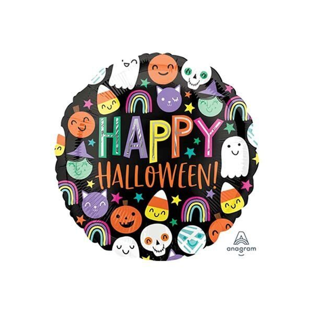 Шар круг "Хеллоуин. Счастливые Лица" 45 см