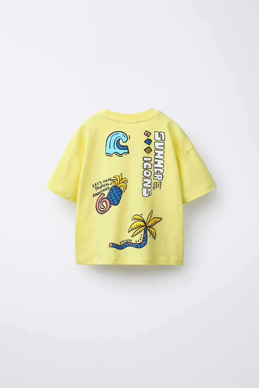 ZARA ФУТБОЛКА ИЗ ТКАНИ С ПРИНТОМ, ЖЕЛТЫЙ