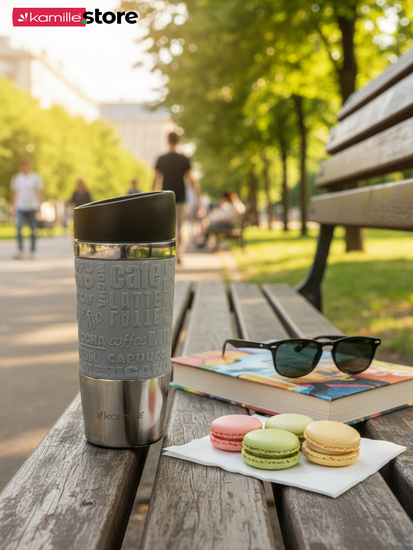Термокружка 380 мл. из нержавеющей стали Kamille KM 2153 с TPR вставкой