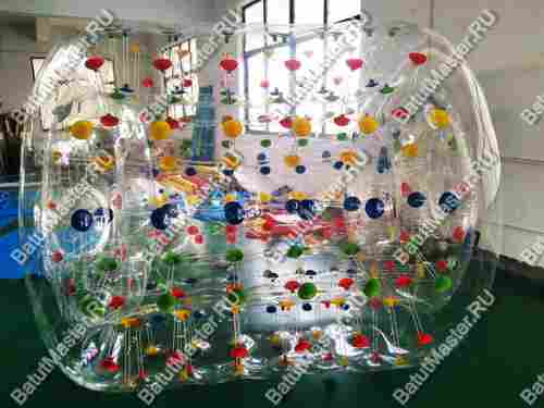 Аттракцион Водный роллер "Прозрачный" с разноцветными держателями, ТПУ, 2*1.8*1.8 м