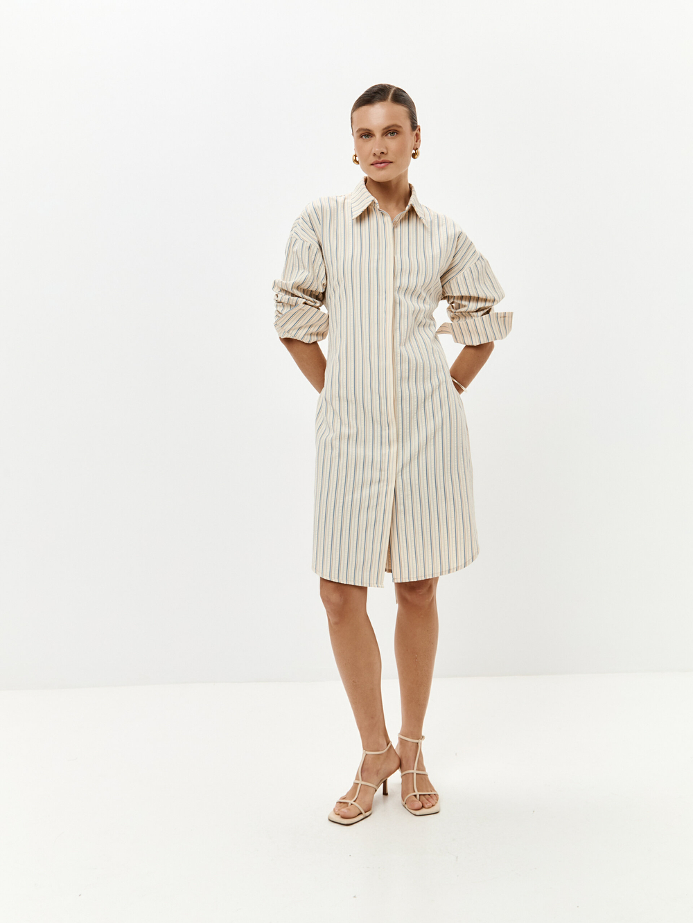 Платье-рубашка Саша в цвете озёрной прохлады