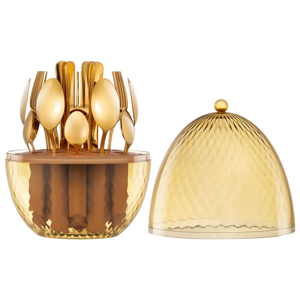 НАБОР СТОЛОВЫХ ПРИБОРОВ НА ВРАЩАЮЩЕЙСЯ ПОДСТАВКЕ, 24ПР, ПВД ПОКРЫТИЕ