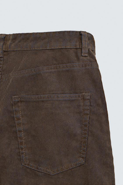 ZARA ВЕЛЬВЕТОВЫЕ БРЮКИ BAGGY FIT, КОРИЧНЕВЫЙ