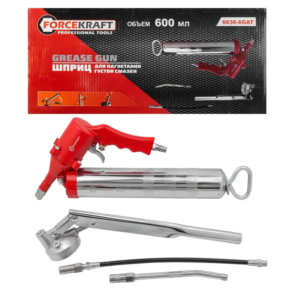 Шприц для нагнетания густой смазки 600мл FORCEKRAFT FK-6636-6GAT