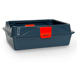 Туалет лоток для кошек ZOOSET с рамкой на защелках 41*30*14 см серый/оранжевый