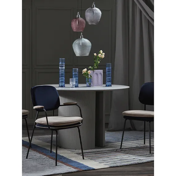 Стул с подлокотниками Pea, велюр, темно-синий/бежевый