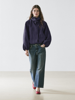 Massimo Dutti Джинсы средней посадки с расклешенным кроем, средне-синий