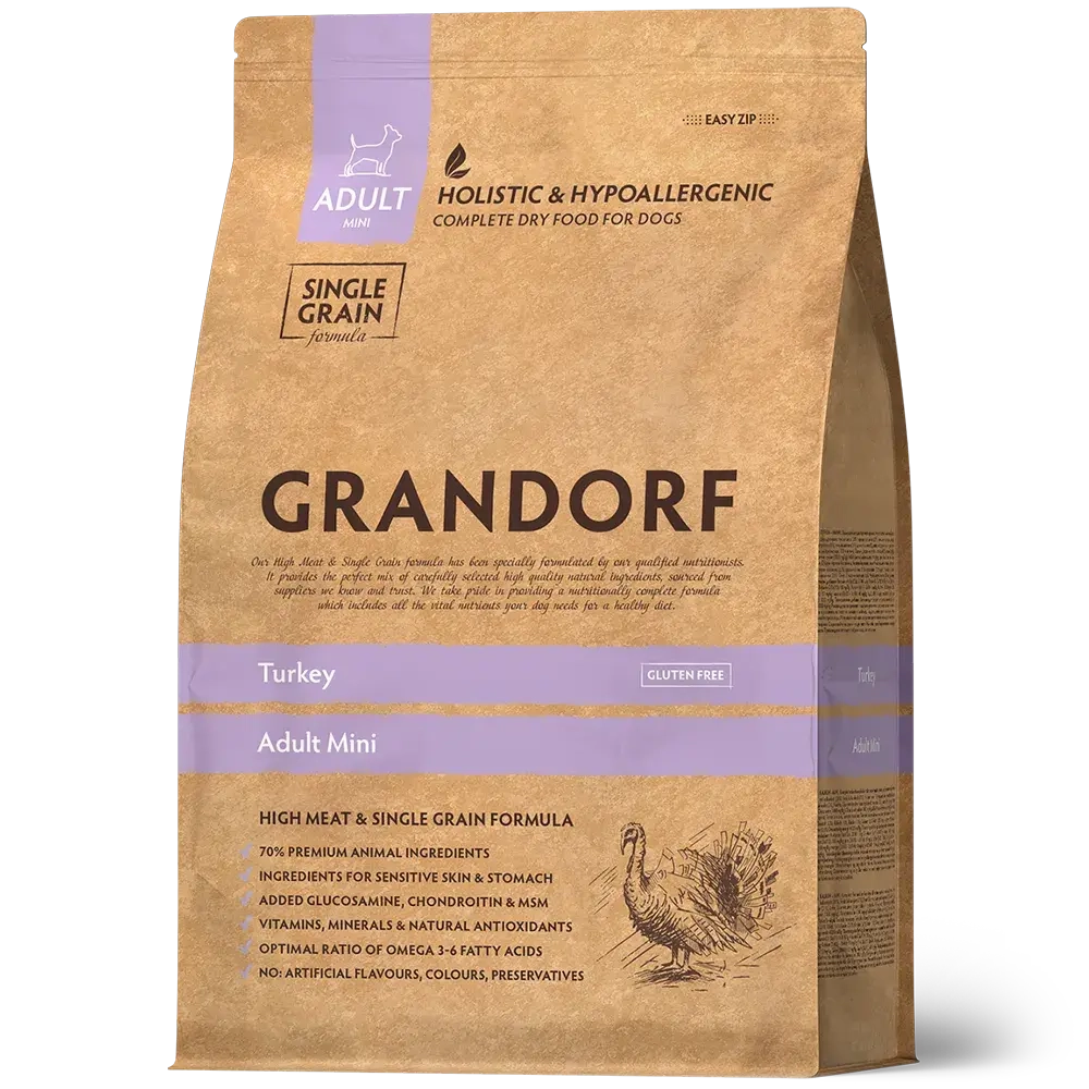 GRANDORF Adult Mini (Turkey) MONOPROTEIN для мелких пород, индейка (чувствительное пищеварение, склонность к аллергии)