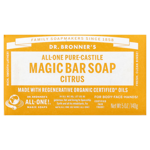 Dr. Bronner's, All-One Pure-Castile Magic кусковое мыло, цитрус, 140 г (5 унций)