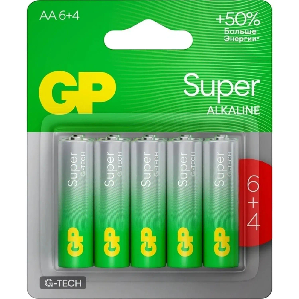 Батарейка GP Super AA/LR6 15A6/4-2CR10/GP15AA216/4-2CRSBC10  10шт/уп (6+4)