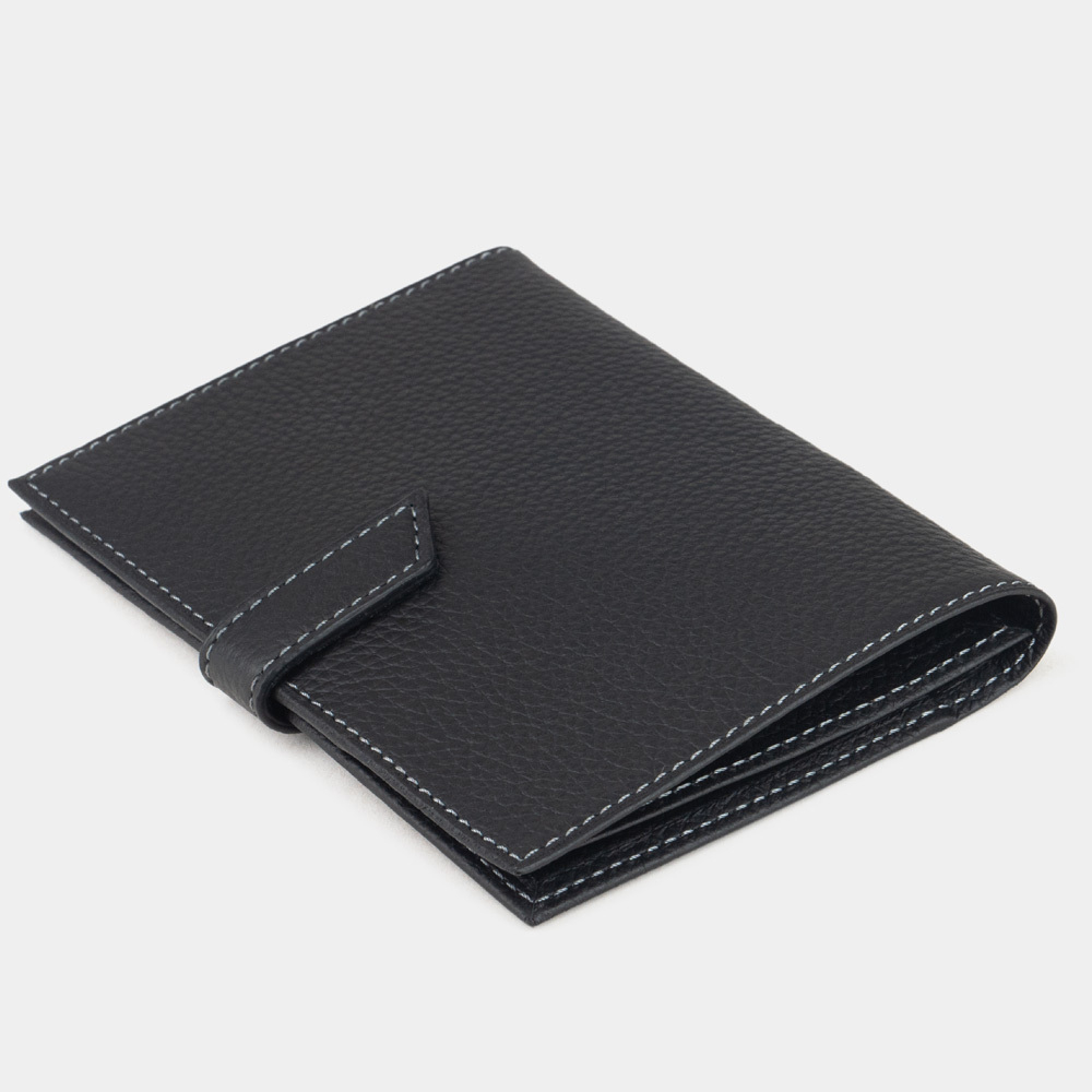 Обложка для паспорта и автодокументов из натуральной кожи теленка, черного цвета