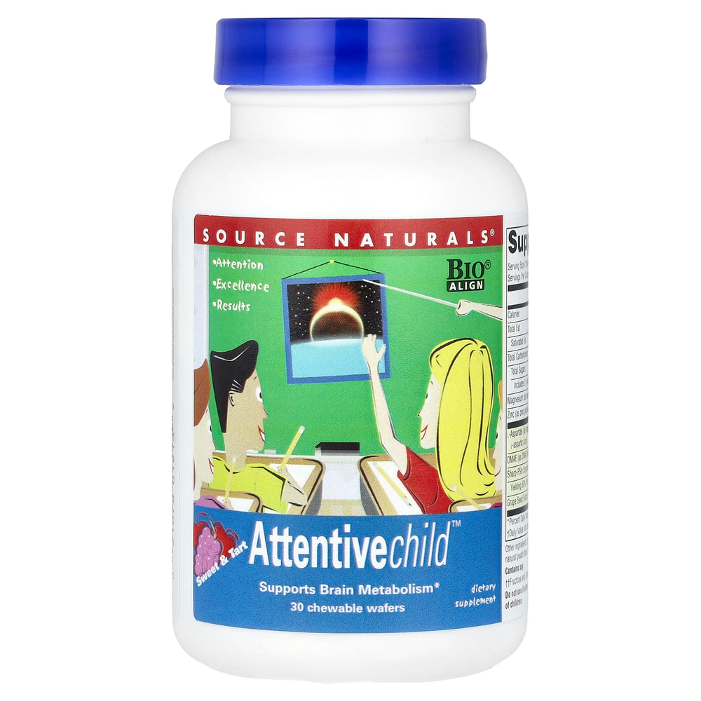 Source Naturals, Attentive Child ™, сладкое и терпкое, 30 жевательных вафель