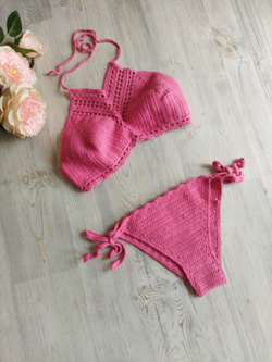 Вязаный купальник (42-46 / розовый / 42-46)