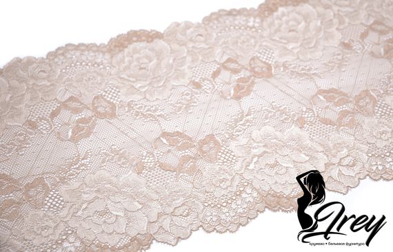 03-153 Кружево эластичное 22 см, кофе с молоком 030/айвори 004