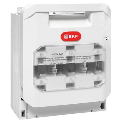 Выключатель-разъединитель УВРЭ v2 630А с дополнительным контактом (NO+NC) откидного типа под предохранители ППН (габ,3) EKF
