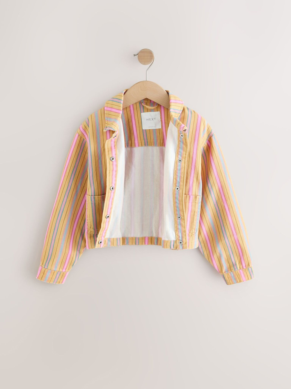 Куртка джинсовая для девочки Next AL1-589, Бежевый, Розовый, Синий