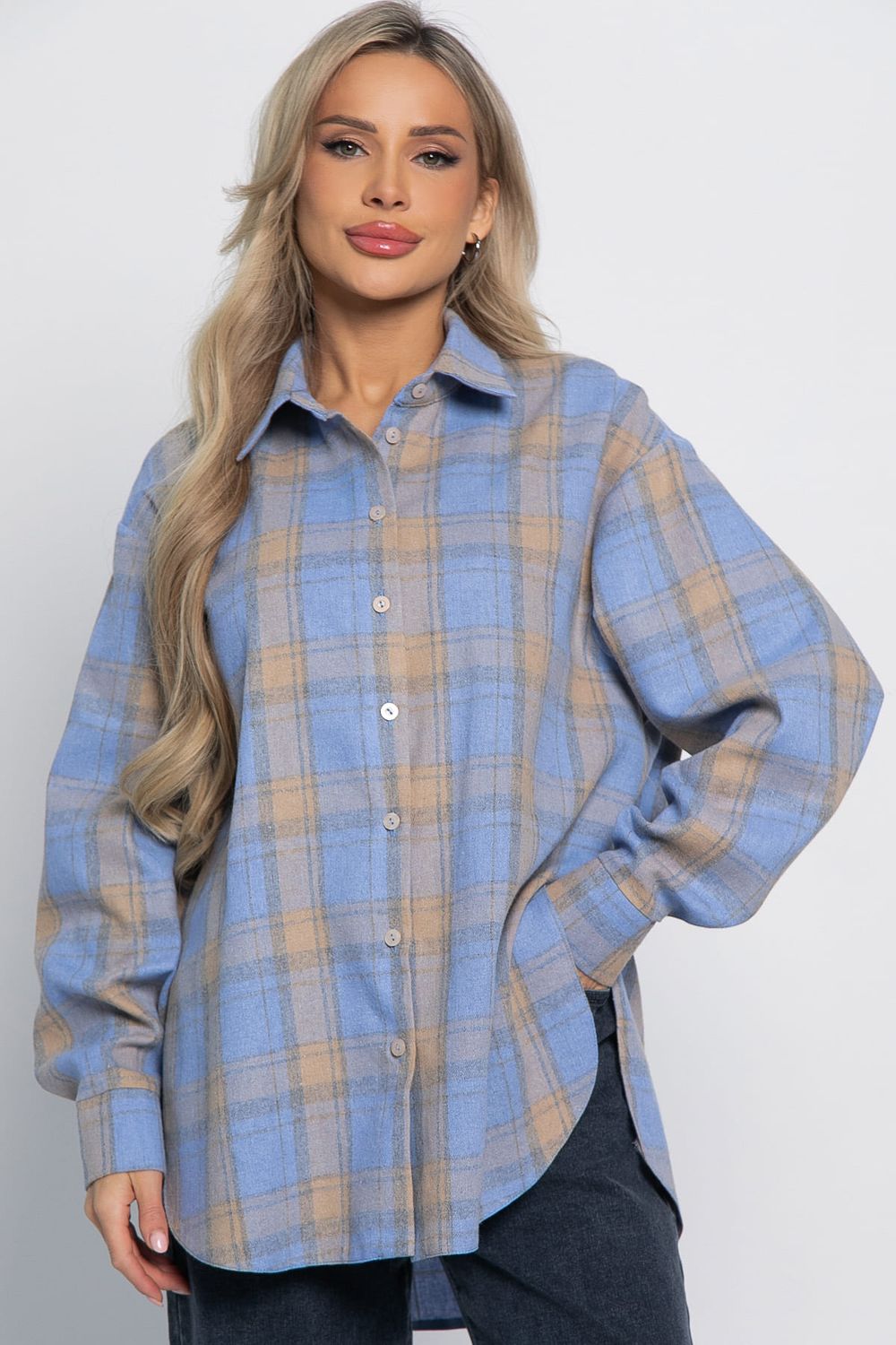 Рубашка Дэлли (бежево-голубая) Б15107-7М LT Collection