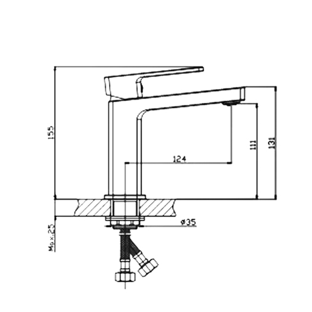 Смеситель для раковины 35к HB10615-7 HAIBA с/отв п/гайку ЧЕРНЫЙ^