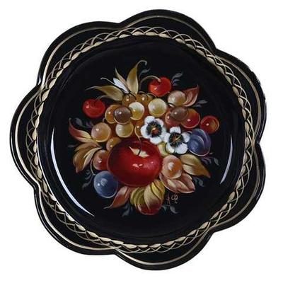 Жостовский поднос декоративный, размер 18 см (A1), металлический