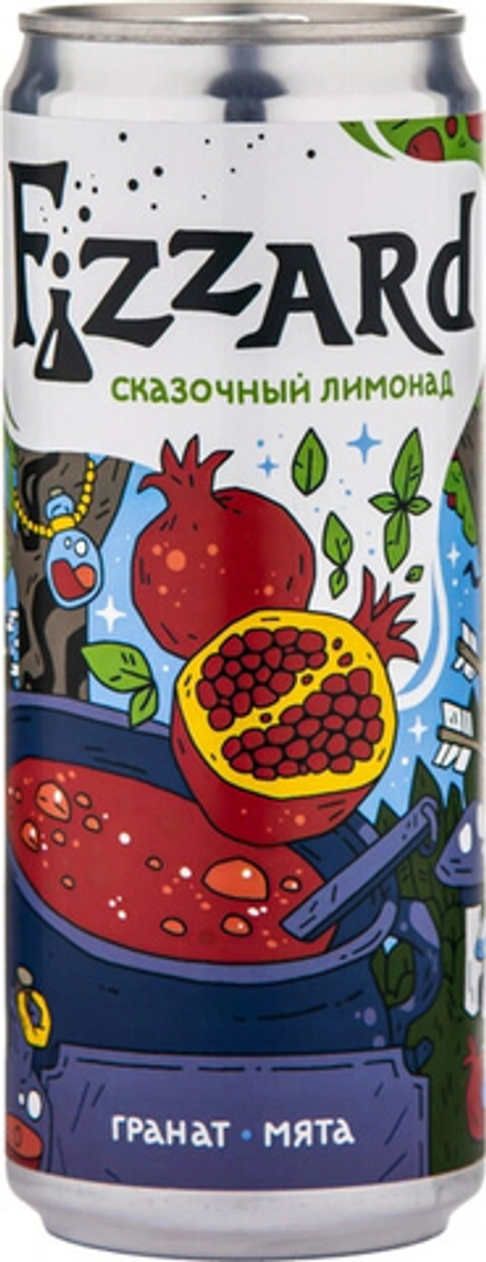 Сокосодержащий Газированный Напиток Физзард Гранат Мята / Fizzard Pomegranate Mint 0.33 - банка