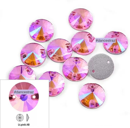 Стразы пришивные, Rivoli, Light Pink AB, A3-P49, 16mm, (32 ea/pkg), (F2)