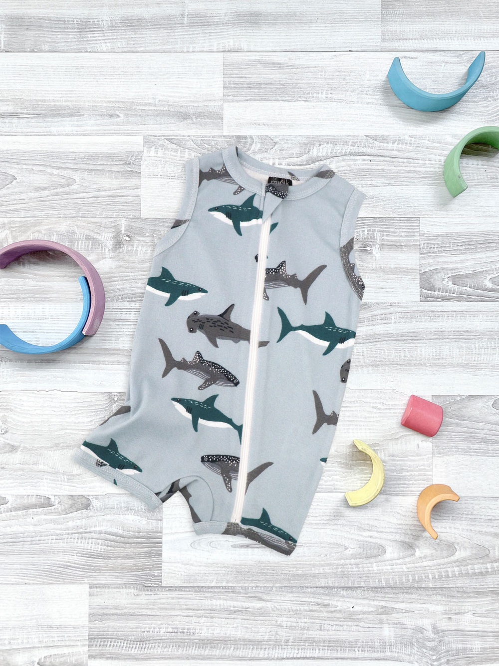 Песочник без рукавов Mjölk Sleep and Play Акулы