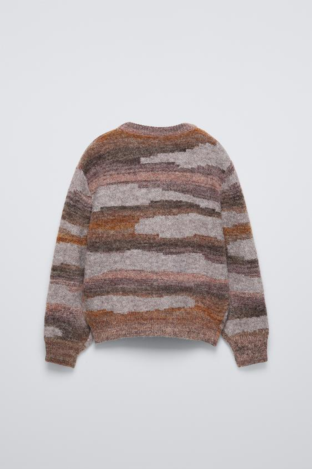 ZARA ЖАККАРДОВЫЙ СВИТЕР, КОРИЧНЕВЫЙ С МЕЛАНЖЕВЫМ ЭФФЕКТОМ