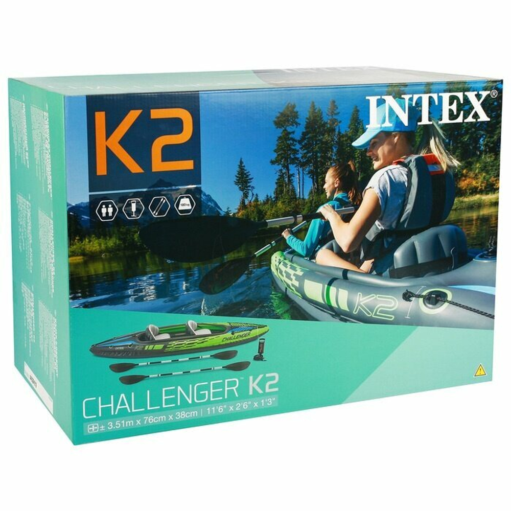 Надувной двухместный каяк Intex Challenger К2 Intex 68306, 351 х 76 см