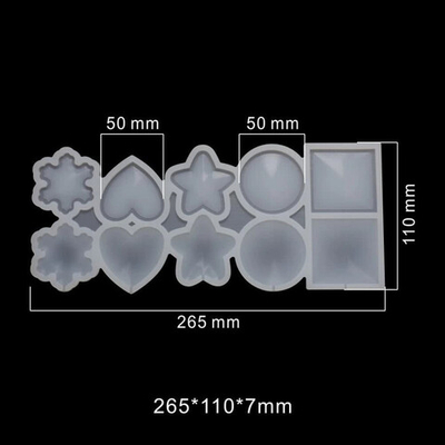 Силиконовая форма для леденцов-погремушек "Снежинка-круг-квадрат- звезда-сердце"