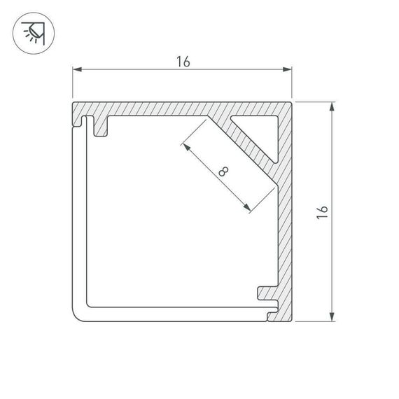 Профиль Arlight SL-KANT-H16-2000 ANOD 023723