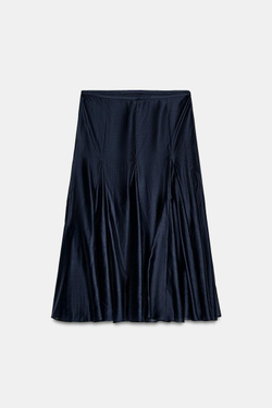 ZARA СТРУЯЩАЯСЯ ЮБКА — ZW COLLECTION, МОРСКОЙ СИНИЙ