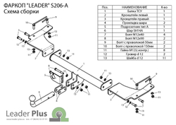 Фаркоп для SSANG YONG ACTYON (CJ) 2006-2011 арт.S206-A
