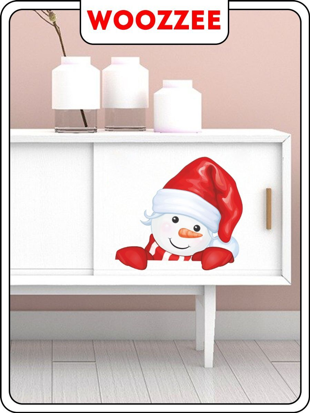 Наклейка декоративная А3 "Снеговик-4"