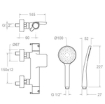 Смеситель термостатический для ванны (каскад) с душевым комплектом BLAUTHERM 943901T1