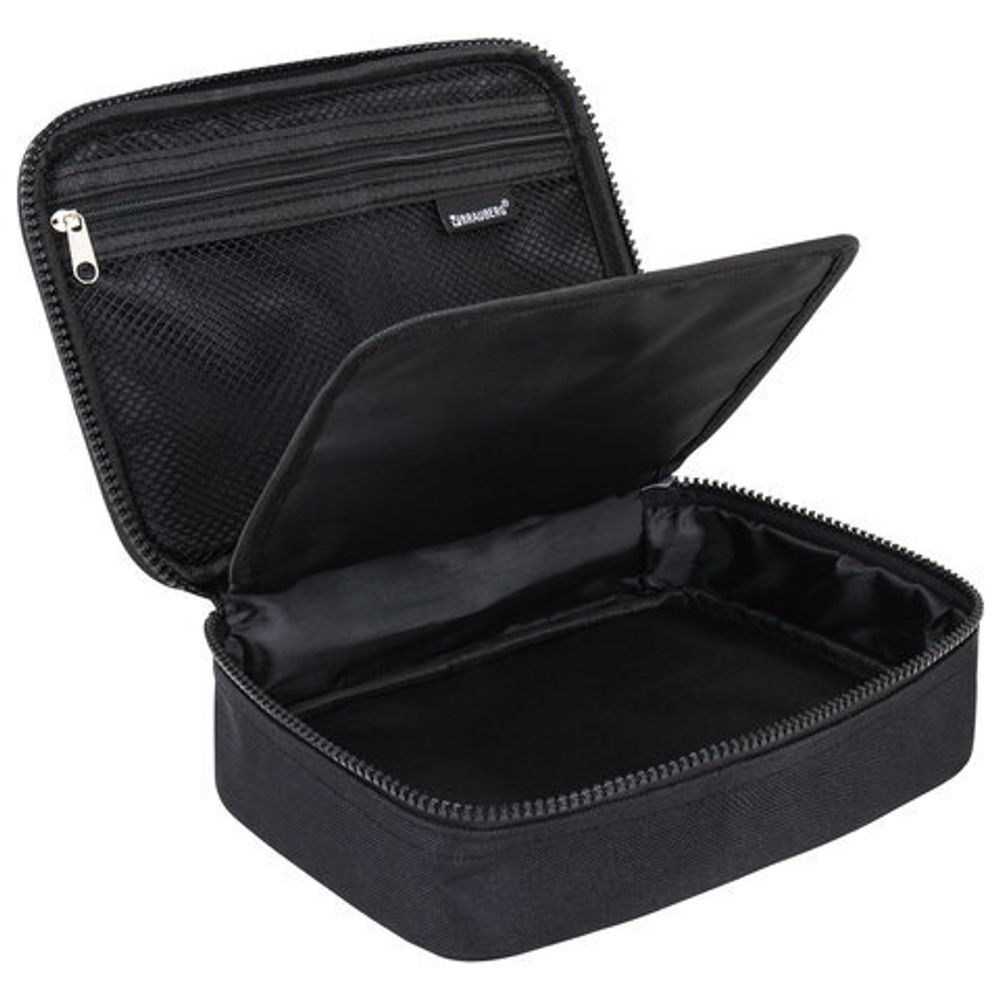 Пенал-органайзер BRAUBERG БОЛЬШОЙ, 1 отделение,1 откидная планка, ткань, 21x15x6см, Black, 272348