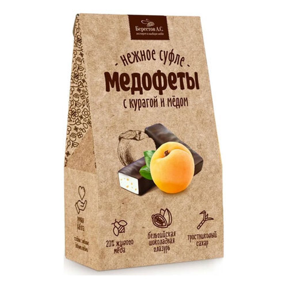 Конфеты-суфле "Медофеты" в шоколадной глазури, с курагой и медом, 150 г, БЕРЕСТОВ А.С., УТ-00031661
