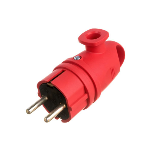 ЭРА Вилка угловая каучук 2Р+РЕ 1х16А 220-240V красная VX11-R-IP44 (РБ) 5916
