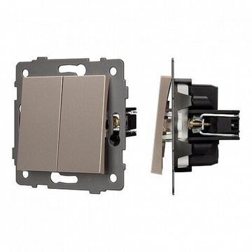 Механизм выключателя двухклавишный проходной 049895 золотой SWT-MKP2-PL-GD-V (250V, 10A) Arlight