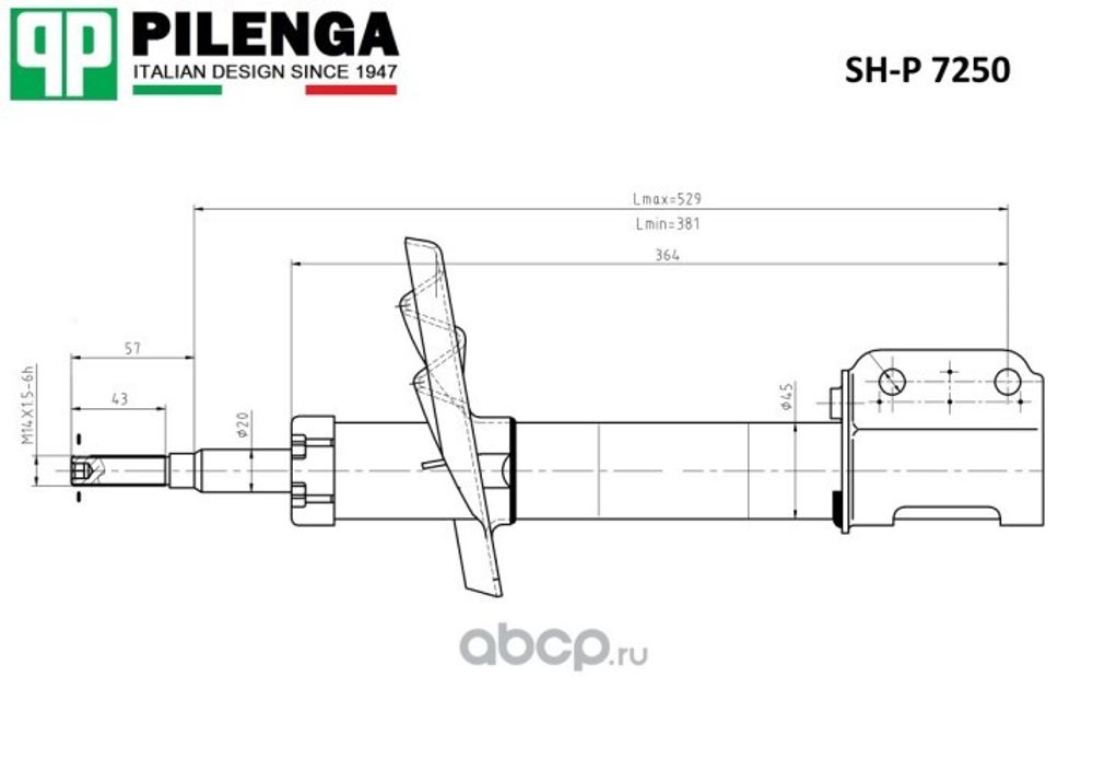 Стойка /Lada XRAY/ передняя газомасл. (PILENGA)