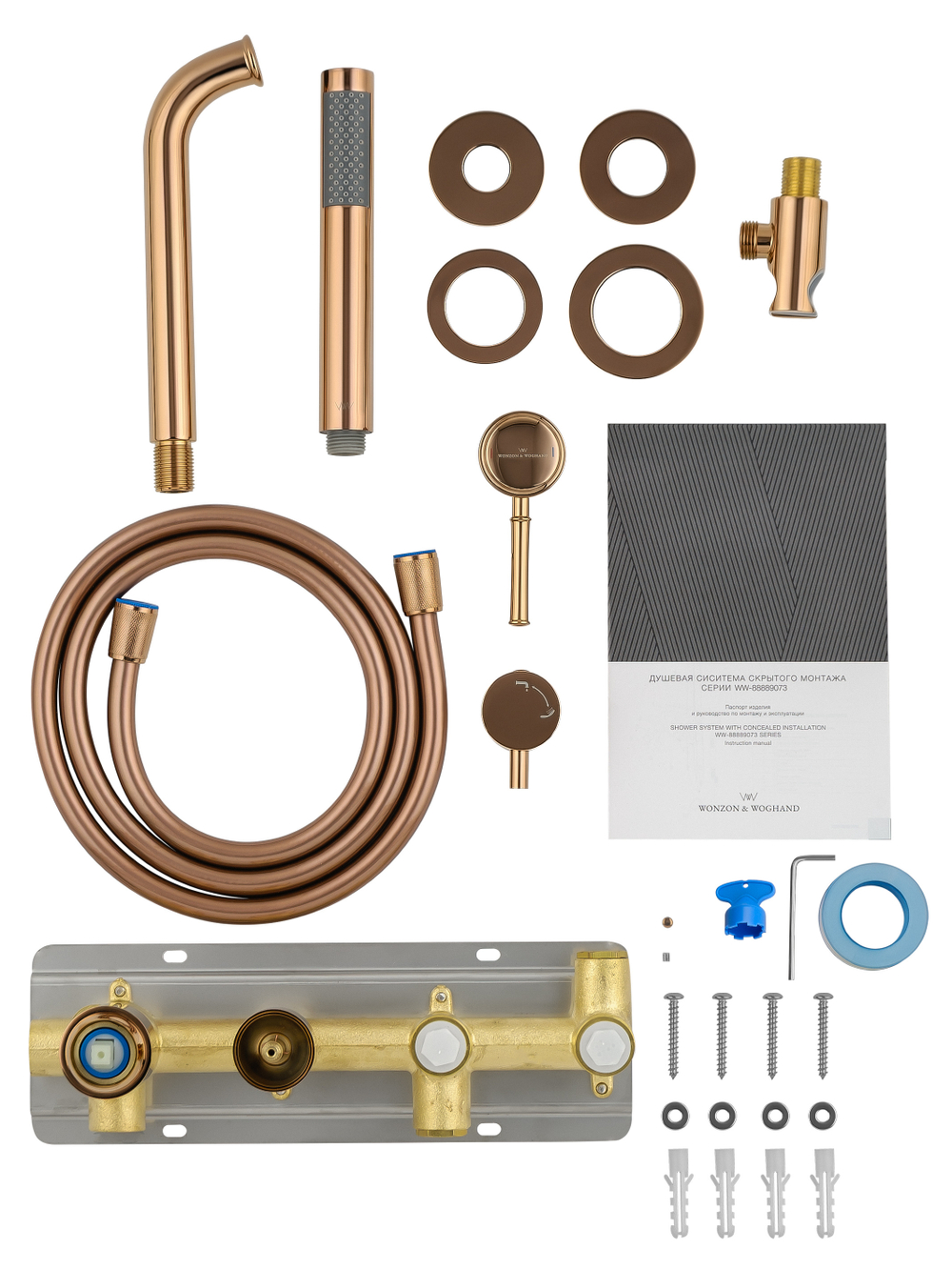 Смеситель для ванны встраиваемый WONZON & WOGHAND TOR, Розовое золото (WW-88889073-RG)