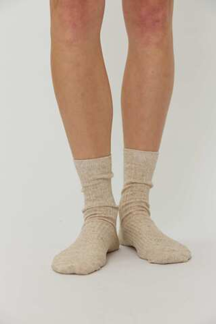 Носки из хлопка и льна цвета молочный "меланж"