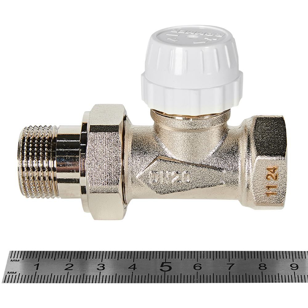 Клапан термостатический прямой ROMMER - 3/4" (ВР/НР-американка, PN10, Tmax 110°C)